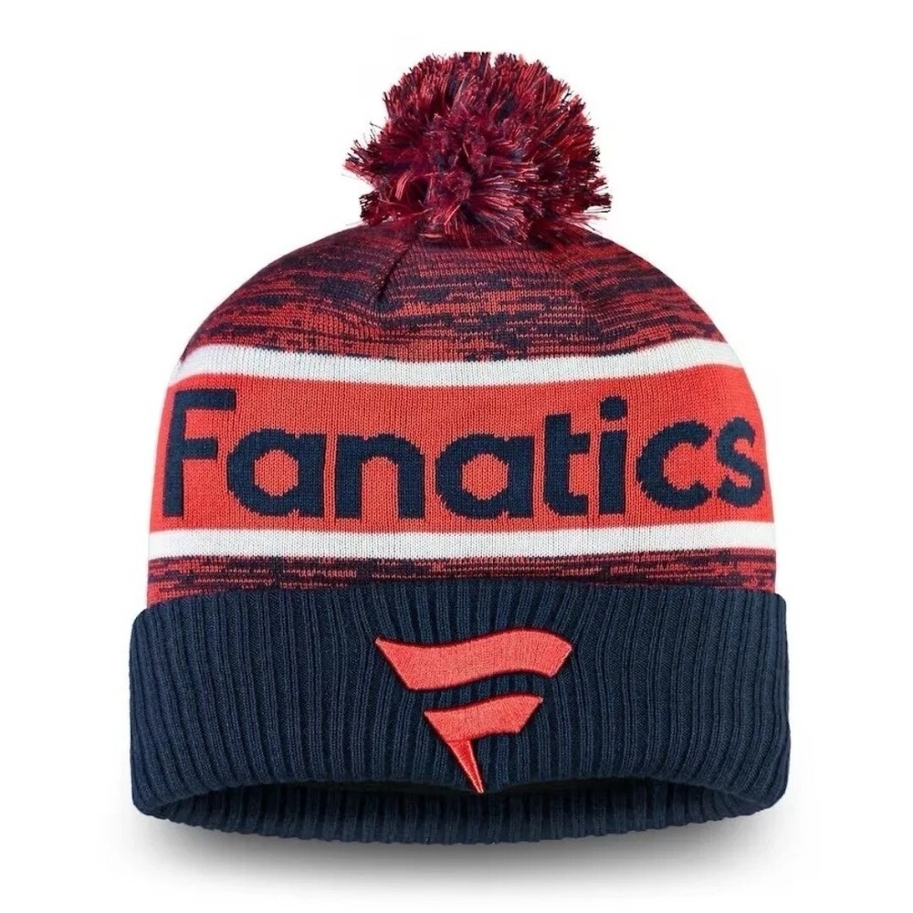 Fanatics Corp Rinkside‎ Cuffed Knit Hat with Pom - Red/Navy